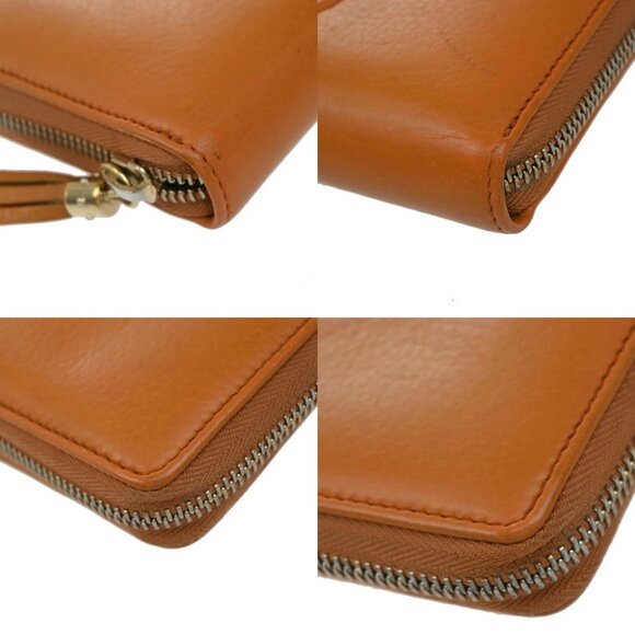 GUCCI Logo Interlocking GG Tassel Long Zipper Wallet Leather Orange GHW - Picture 7 of 14